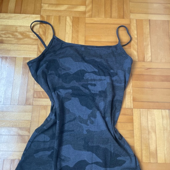 Camo Print Spaghetti Strap Dress - Olive & Charcoal - Picture 3 of 3